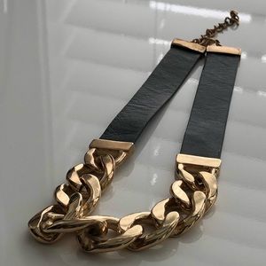 Forever 21 Gold Chain & Faux Leather Choker